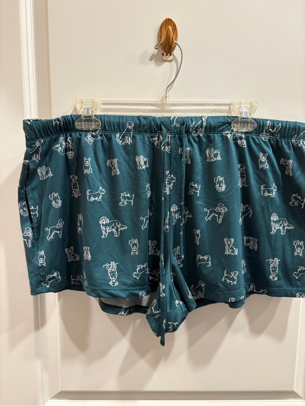 Joyspun Women’s Sleep Shorts Size XL Dogs Puppy Print Green